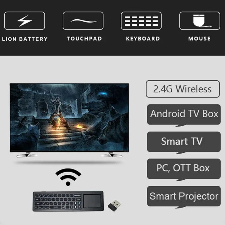 T6 Colorful Light Version Air Mouse 2.4GHz Wireless Keyboard Remote Controller with Touchpad & IR Learning for PC, Android TV Box / Smart TV, Multi-media Devices, T6