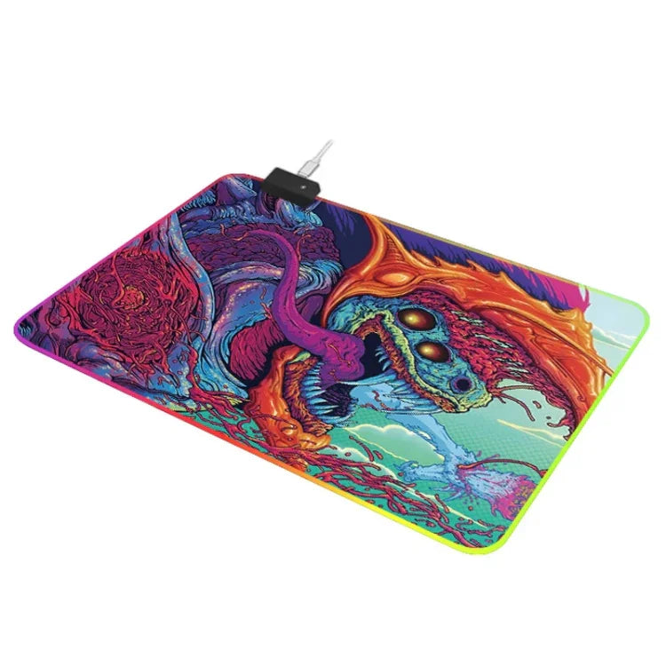 コンピューターモンスター柄イルミネーションマウスパッド、サイズ：35 x 25 x 0.4cm、35 x 25 x 0.4cm