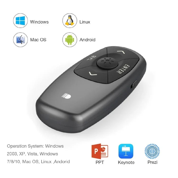 Doosl DSIT011 2.4GHz ミニ充電式パワーポイントプレゼンテーションリモコン コントロール距離: 100m(ブラック)