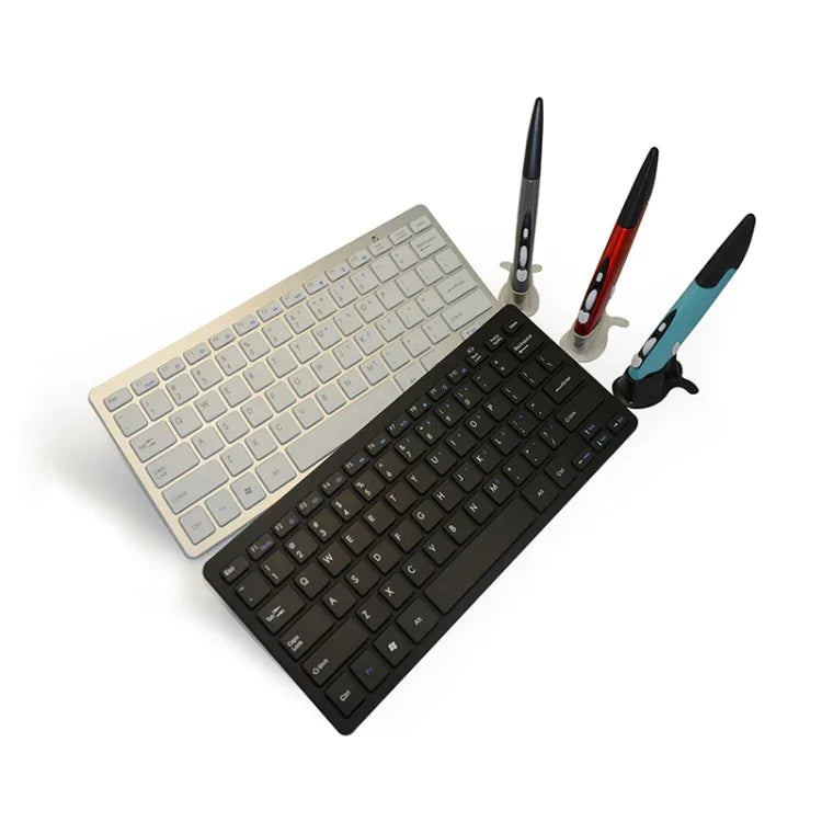 KM-808 2.4GHzワイヤレスマルチメディアキーボード＋USBレシーバー付きワイヤレス光学ペンマウスセット、ランダムペンマウスカラー配送、KM-808キーボード＋ペンマウス（ホワイト）、KM-808キーボード＋ペンマウス（ブラック）