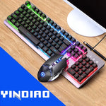 YINDIAO K002 USB有線メカニカルフィールRGBバックライトキーボード＋光学静音マウスセット、RGBバックライト / 静音 / ブラック、RGBバックライト / ホワイト