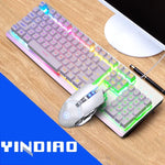 YINDIAO K002 USB有線メカニカルフィールRGBバックライトキーボード＋光学静音マウスセット、RGBバックライト / 静音 / ブラック、RGBバックライト / ホワイト
