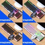 YINDIAO K002 USB有線メカニカルフィールRGBバックライトキーボード＋光学静音マウスセット、RGBバックライト / 静音 / ブラック、RGBバックライト / ホワイト
