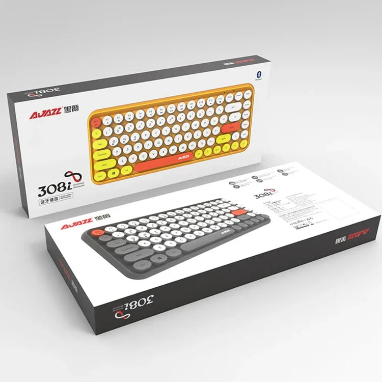 Ajazz 308I タブレット・携帯電話・コンピューター・家庭・オフィス用ワイヤレスキーボード、ブラック