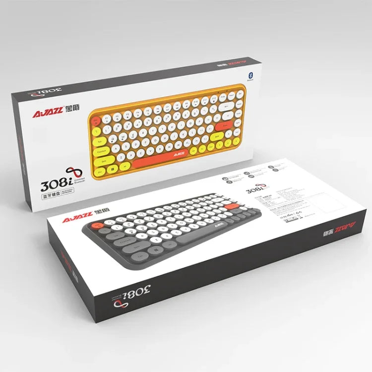 Ajazz 308I 84キー タブレット・携帯電話・コンピューター・家庭・オフィス用Bluetoothキーボード、イエロー
