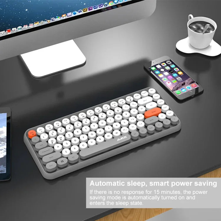 Ajazz 308I 84キー タブレット・携帯電話・コンピューター・家庭・オフィス用Bluetoothキーボード、イエロー