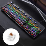 YINDIAO 電気めっきパンクミックスライトUSBメカニカルゲーミング有線キーボード、ティー軸、電気めっきパンク、ティー軸（ブラック）