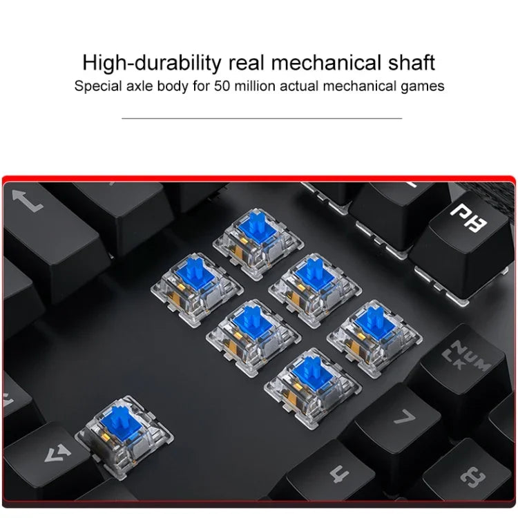 YINDIAO 電気めっきパンクミックスライトUSBメカニカルゲーミング有線キーボード、ティー軸、電気めっきパンク、ティー軸（ブラック）