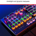 YINDIAO 電気めっきパンクミックスライトUSBメカニカルゲーミング有線キーボード、ティー軸、電気めっきパンク、ティー軸（ブラック）