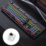 YINDIAO 電気めっきパンクミックスライトUSBメカニカルゲーミング有線キーボード、ブラック軸、電気めっきパンク、ブラック軸（ブラック）