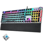 AULA F2088 108キー ミックスライトめっきパンクメカニカルブルースイッチ有線USBゲーミングキーボード メタルボタン付き、ブルースイッチシルバー