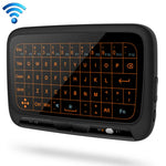 H18+ 2.4GHz ミニ ワイヤレスキーボード フルタッチパッド 3段階調光バックライト付き（ブラック）、H18+ バックライトキーボード