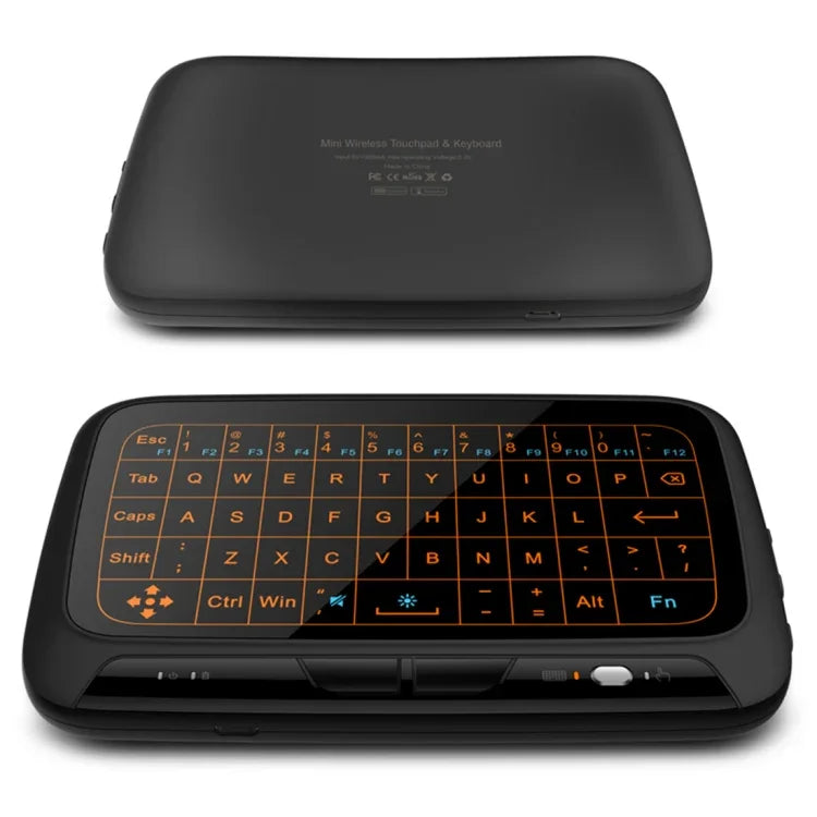 H18+ 2.4GHz ミニ ワイヤレスキーボード フルタッチパッド 3段階調光バックライト付き（ブラック）、H18+ バックライトキーボード