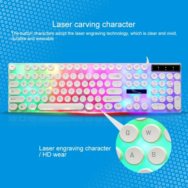 Chasing Leopard G21 USB 104キー 防水フローティングラウンドパンクキーキャップ カラフルバックライト メカニカル感有線キーボード、長さ：1.3m