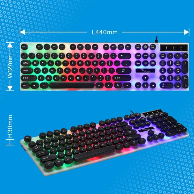 Chasing Leopard G21 USB 104キー 防水フローティングラウンドパンクキーキャップ カラフルバックライト メカニカル感有線キーボード、長さ：1.3m
