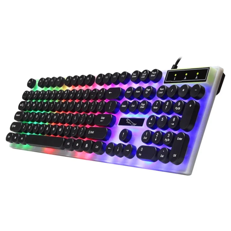 Chasing Leopard G21 USB 104キー 防水フローティングラウンドパンクキーキャップ カラフルバックライト メカニカル感有線キーボード、長さ：1.3m