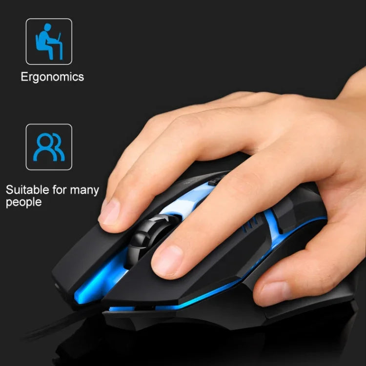 Chasing Leopard K2 USB LED Backlight 1600DPI Three-speed Adjustable Wired Optical Gaming Mouse, Length: 1.3m, K2