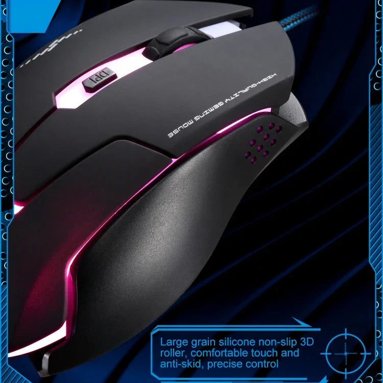 Chasing Leopard T7 USB 6キー 2400DPI 3段階調整バックライト有線光学ゲーミングマウス 内蔵カウンターウェイト付き、長さ：1.8m、T7