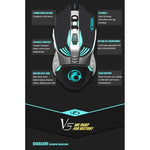 iMICE V5 USB 7ボタン 4000 DPI 有線光学カラフルバックライトゲーミングマウス パソコンPCラップトップ用、V5（ホワイト）