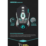 iMICE V5 USB 7ボタン 4000 DPI 有線光学カラフルバックライトゲーミングマウス パソコンPCラップトップ用、V5（ホワイト）