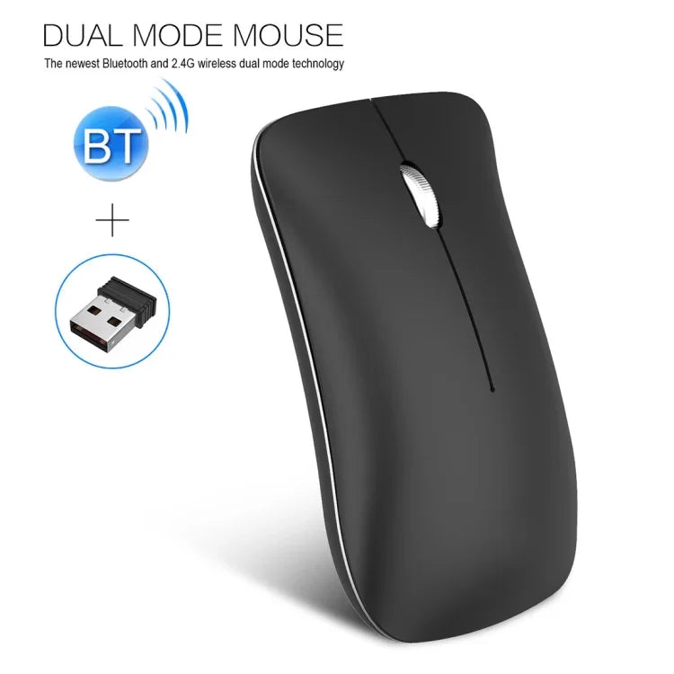 HXSJ T23 Bluetooth 5.0 + Bluetooth 3.0 + 2.4GHz ワイヤレス3モード 4キー 1600 DPI 調整可能エルゴノミクス光学マウス、T23 ブラック