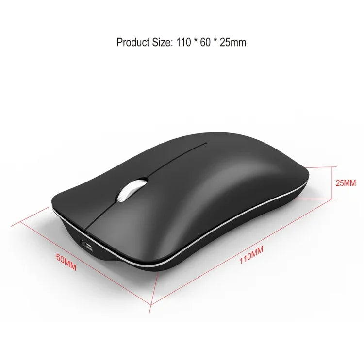HXSJ T23 Bluetooth 5.0 + Bluetooth 3.0 + 2.4GHz ワイヤレス3モード 4キー 1600 DPI 調整可能エルゴノミクス光学マウス、T23 ブラック
