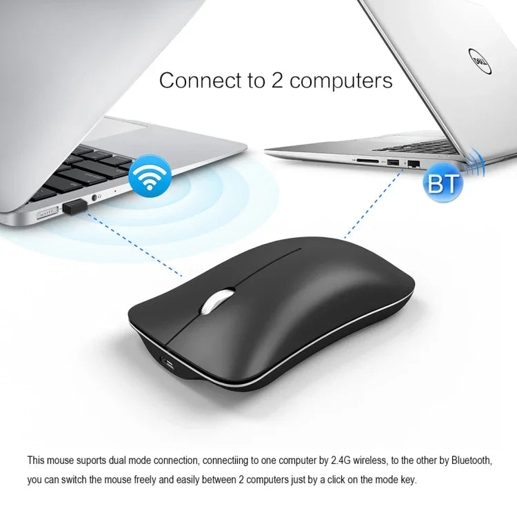 HXSJ T23 Bluetooth 5.0 + Bluetooth 3.0 + 2.4GHz ワイヤレス3モード 4キー 1600 DPI 調整可能エルゴノミクス光学マウス、T23 ブラック