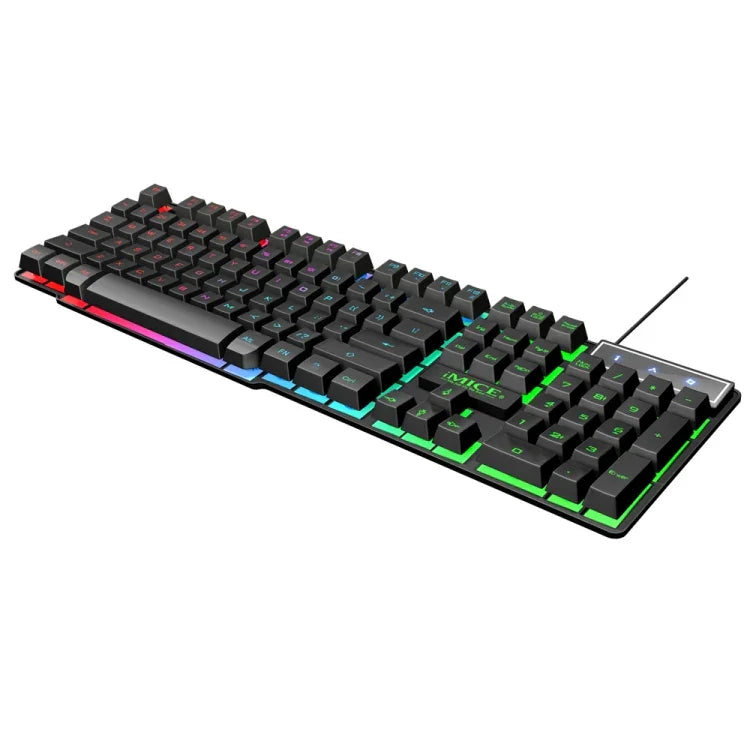 iMICE AK-600 有線USB浮遊キーキャップ文字発光バックライトゲーミングキーボード、発光バックライト（ブラック）