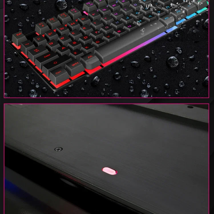 iMICE AK-600 有線USB浮遊キーキャップ文字発光バックライトゲーミングキーボード、発光バックライト（ブラック）