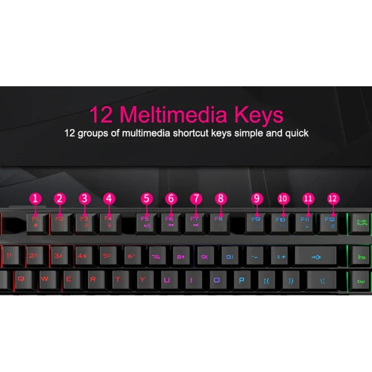 iMICE AK-600 有線USB浮遊キーキャップ文字発光バックライトゲーミングキーボード、発光バックライト（ブラック）