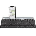 ロジクール K580 デュアルモード薄型軽量マルチデバイスワイヤレスキーボード電話ホルダー付き