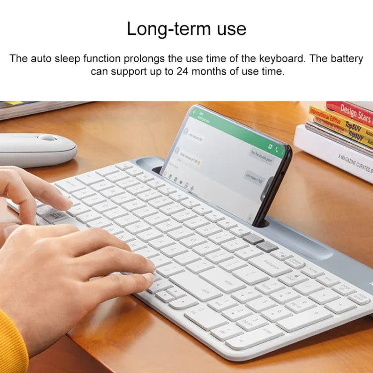 ロジクール K580 デュアルモード薄型軽量マルチデバイスワイヤレスキーボード電話ホルダー付き