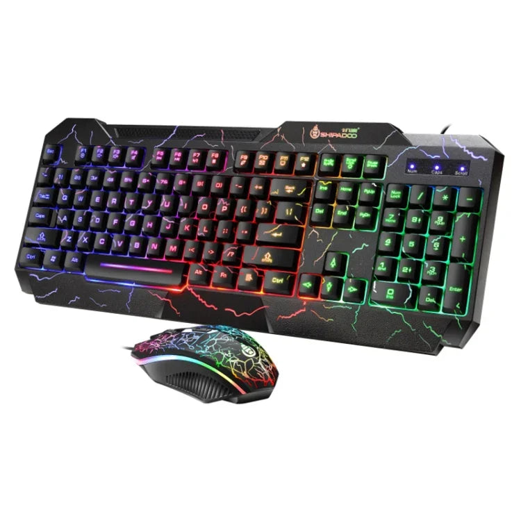 SHIPADOO D620 104キー有線RGBカラークラックバックライトゲーミングキーボードマウスキット ノートパソコン、PC用