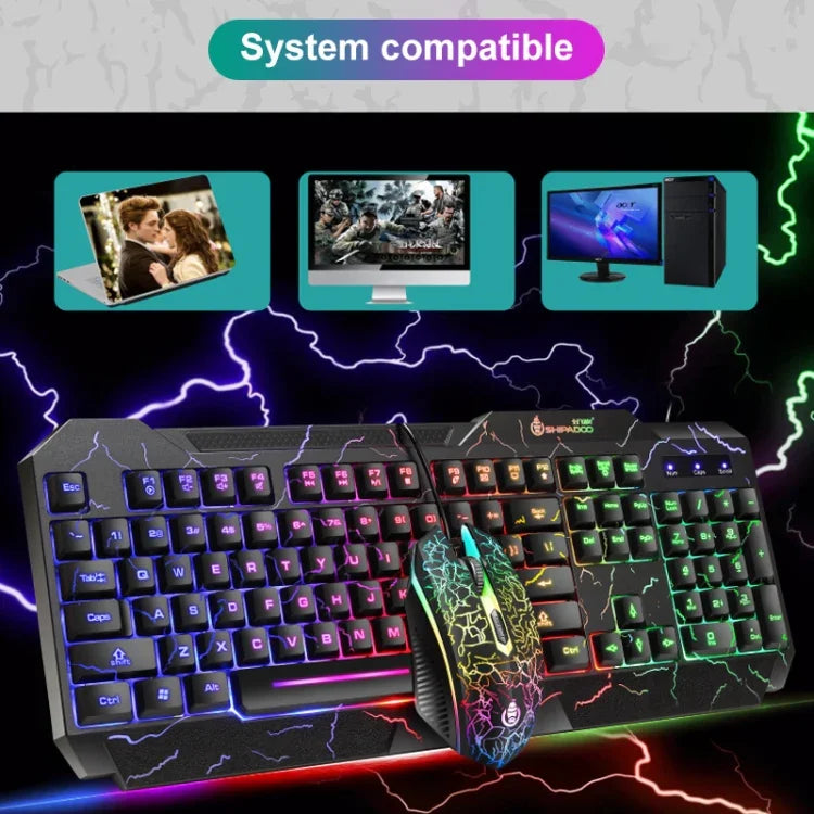 SHIPADOO D620 104キー有線RGBカラークラックバックライトゲーミングキーボードマウスキット ノートパソコン、PC用