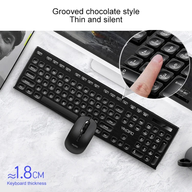 YINDIAO V3 Max ビジネスオフィス静音ワイヤレスキーボードマウスセット