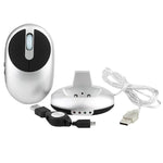 MZ-012 2.4G 1200 DPI ワイヤレス充電式光学マウス 3ポートUSBハブ／充電ドック付き