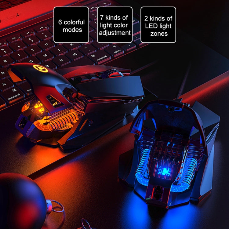 YINDIAO G10 7200DPI 7モード調整可能7キーRGBライト有線メタルメカニカルハードコアマクロマウス、スタイル：オーディオバージョン