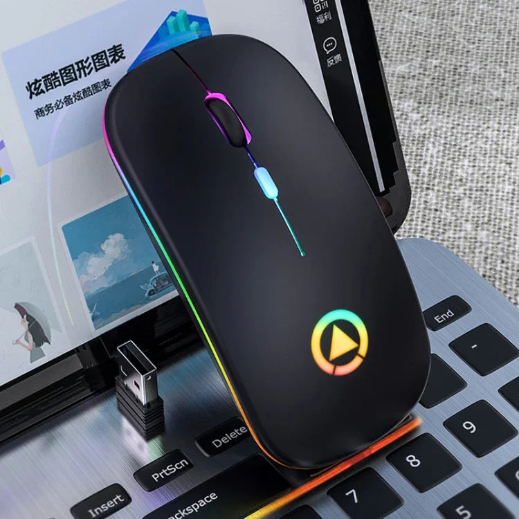 YINDIAO A2 2.4GHz 1600DPI 3モード調整可能 RGBライト 充電式ワイヤレス静音マウス、充電式バージョン