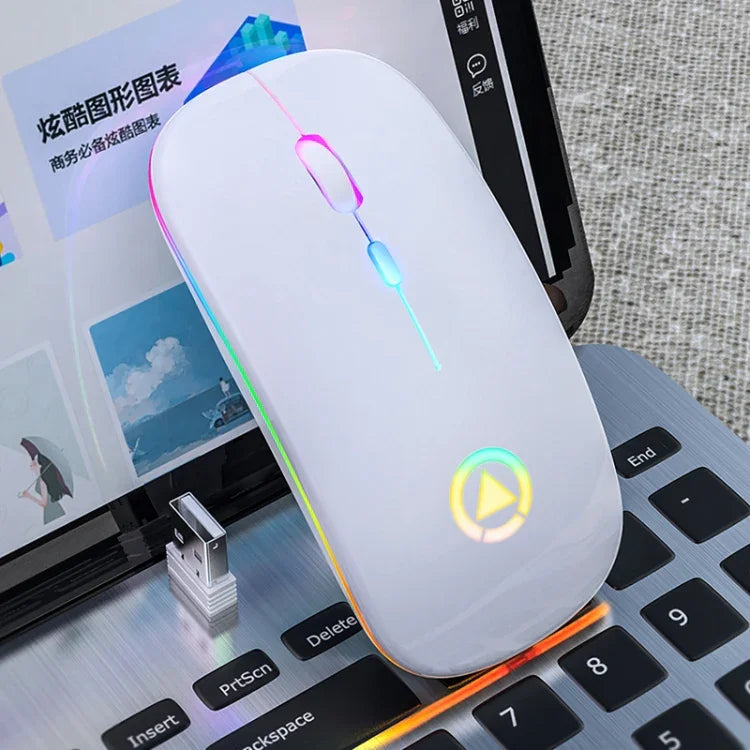 YINDIAO A2 2.4GHz 1600DPI 3モード調整可能 RGBライト 充電式ワイヤレス静音マウス、充電式バージョン
