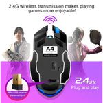 YINDIAO A4 2.4GHz 1600DPI 3モード調整可能 充電式ワイヤレス静音ゲーミングマウス（グレーシルバー）、ブラックシルバー