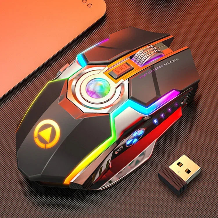 YINDIAO A5 2.4GHz 1600DPI 3モード調整可能 充電式RGBライト ワイヤレス静音ゲーミングマウス