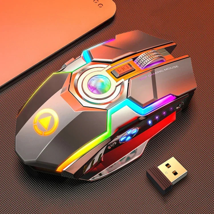YINDIAO A5 2.4GHz 1600DPI 3モード調整可能 充電式RGBライト ワイヤレス静音ゲーミングマウス