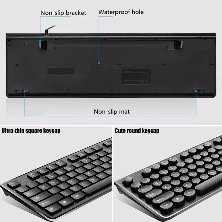 ZGB S500 ラウンドキー USB 有線コンピューターキーボード、ラウンドキー（ブラック）、ラウンドキー（ホワイト）