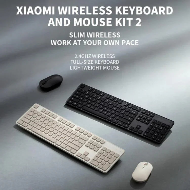 オリジナル Xiaomi 2.4GHz ワイヤレスキーボード＋マウスセット ノートパソコン デスクトップ ラップトップ用、第2世代