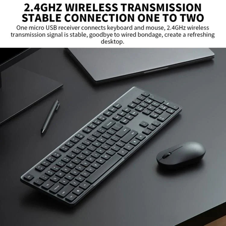 オリジナル Xiaomi 2.4GHz ワイヤレスキーボード＋マウスセット ノートパソコン デスクトップ ラップトップ用、第2世代