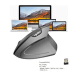 HXSJ T24 6ボタン 2400 DPI 2.4G ワイヤレス 垂直人間工学マウス USBレシーバー付き、6ボタン T24 ブラック、6ボタン T24 グレー