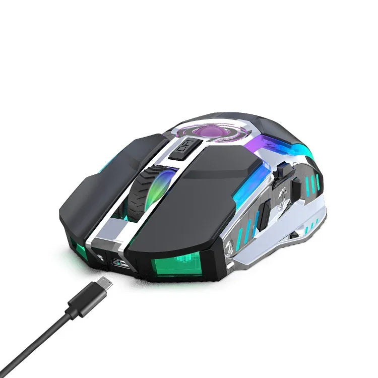 ZERODATE T30 2.4GHz 2400DPI 3段階調整可能 RGBバックライト ワイヤレス光学式マウス、T30ホワイト