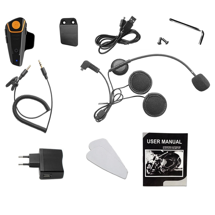 BT-S2 シングル 2.4GHz Bluetooth V3.0 インターフォンヘッドセット バイクヘルメット用、自動応答、FM対応、インターコム距離最大1000m、BT-S2シングル