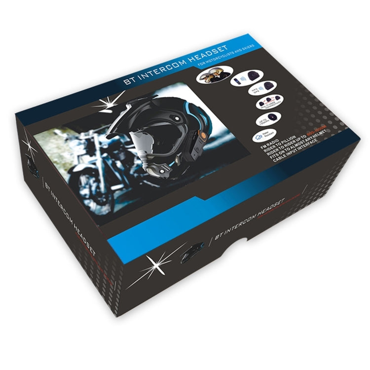 BT-S2 シングル 2.4GHz Bluetooth V3.0 インターフォンヘッドセット バイクヘルメット用、自動応答、FM対応、インターコム距離最大1000m、BT-S2シングル