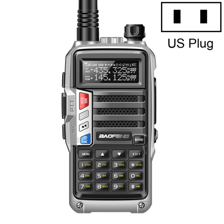 Baofeng BF-UV5R Plus S9 FM インターフォン ハンドヘルドトランシーバー、USプラグ、ブラック、レッド、シルバー